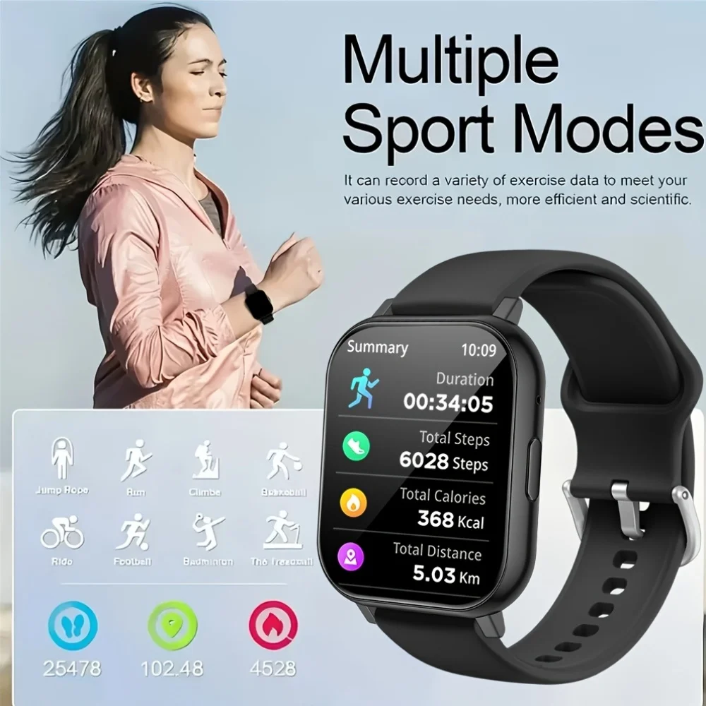 Smart Watch, 1.83-Inch Touch Screen, with Call/Message Reminders, Multi-Dial/Multi-Sports Modes/Pedometer/Activity Tracking - 2