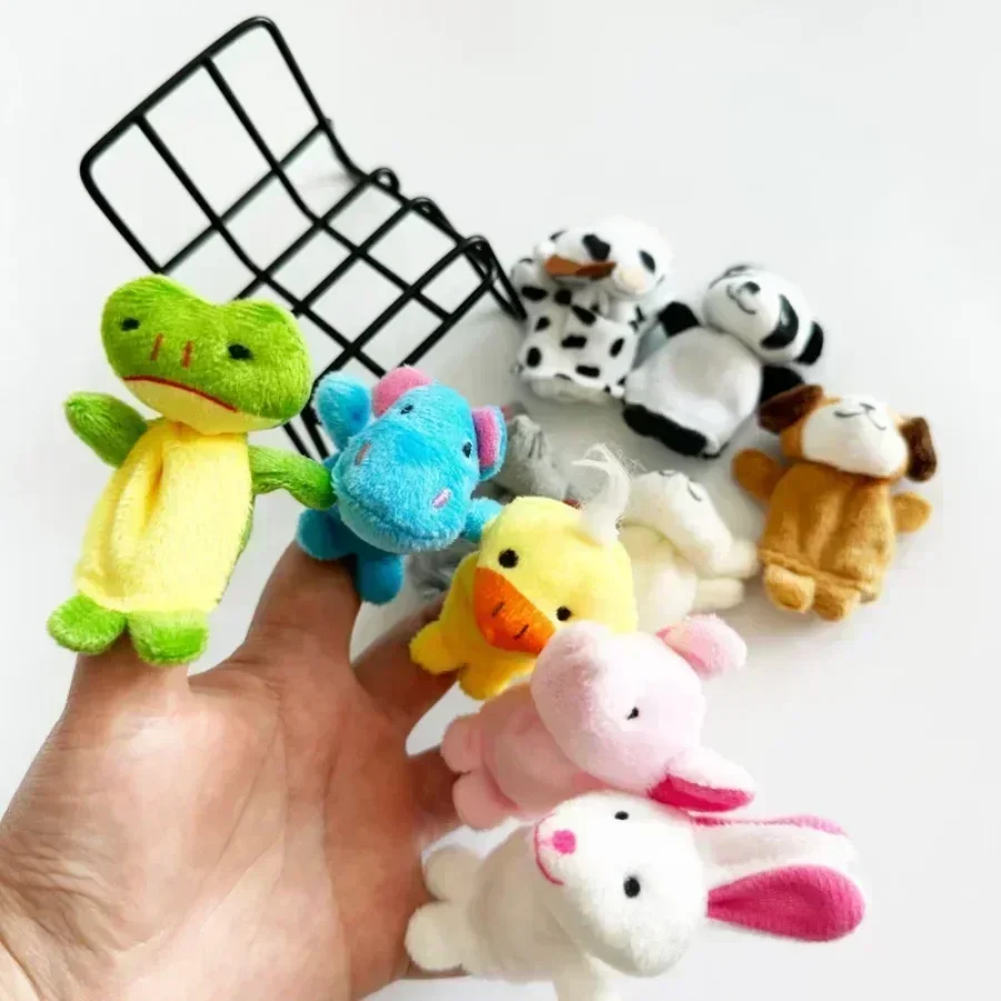 Cartoon Biological Animal Finger Puppet Storytelling Hand Puppet Plush Toys Baby Favor Dolls Kids Christmas Gift 10pcs