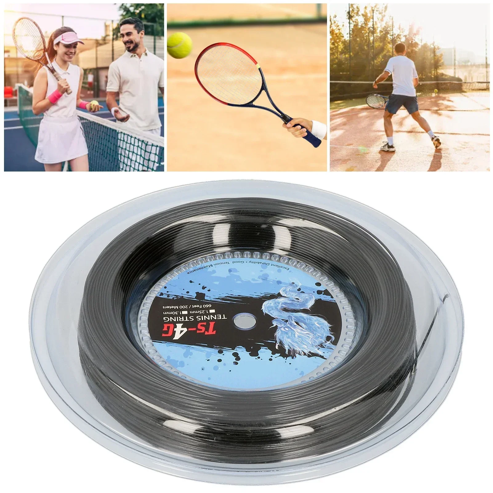 Double Tennis Racket String 200m Durable Polyester Tennis Racket String Round StrikeResistance Hard ...