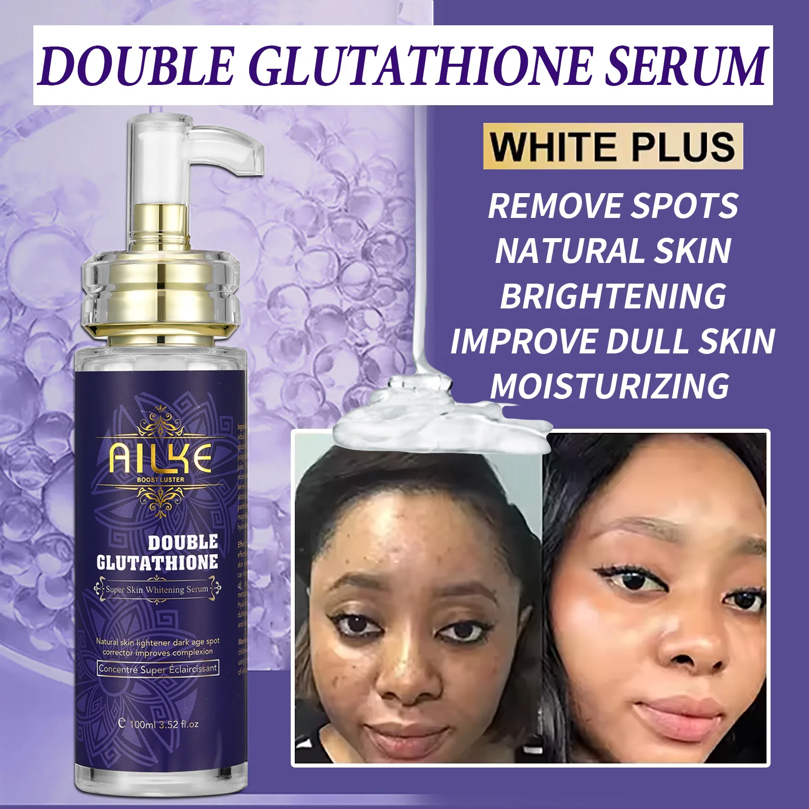AILKE Lightening Skin Care Range, With Double Glutathione, Brightening, Moisturizing, Clean Skin, Glowing Beauty Face Care 6