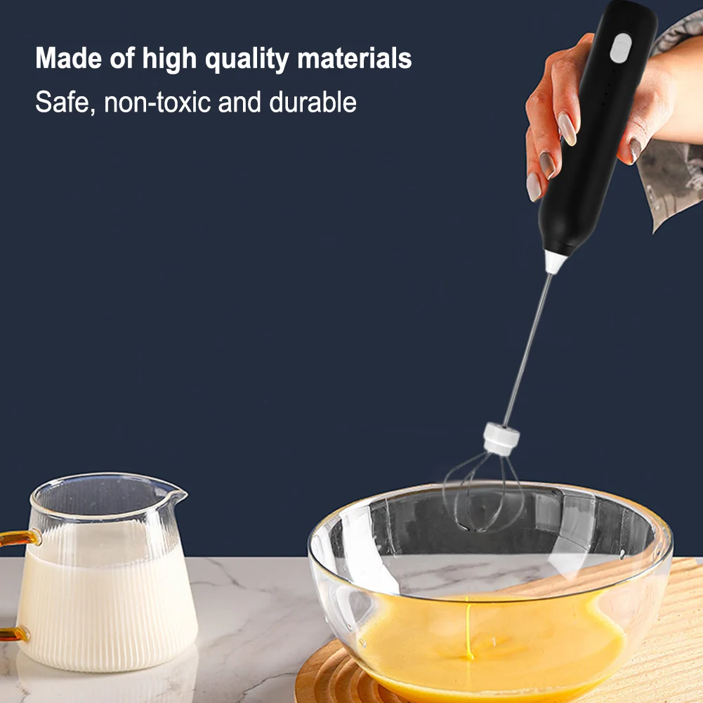 Electric Milk Frother USB Charging Portable Milk Frother 3 Gears Handheld Foam Maker Coffee Whisk Mixer for Kitchen Cooking 2
