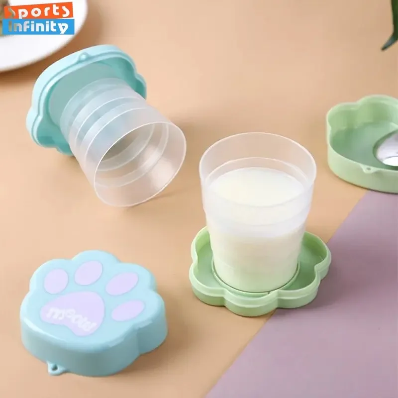 

1 шт. Складная чашка для воды с кошачьими крапанами, портативная телескопическая чашка с веревкой для крышки, уличная креативная Милая Складная кружка, бутылка, посуда для напитков для путешествий