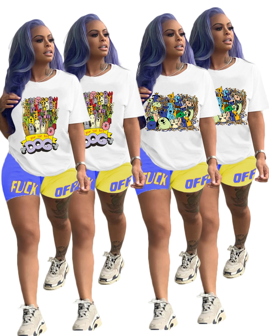 

Lovelysales 2022 New Print Pattern Women's Casual Summer Clothes Two Piece Set