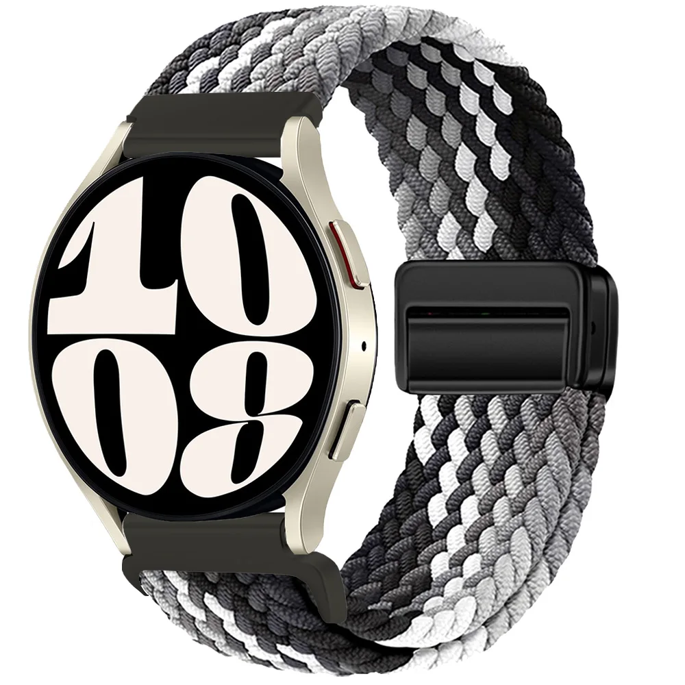 

20mm/22mm Magnetic Strap For Samsung Galaxy Watch 6 4 classic/5 pro/active 2/s3 Nylon Braided bracelet Huawei watch GT2 3 4 Band