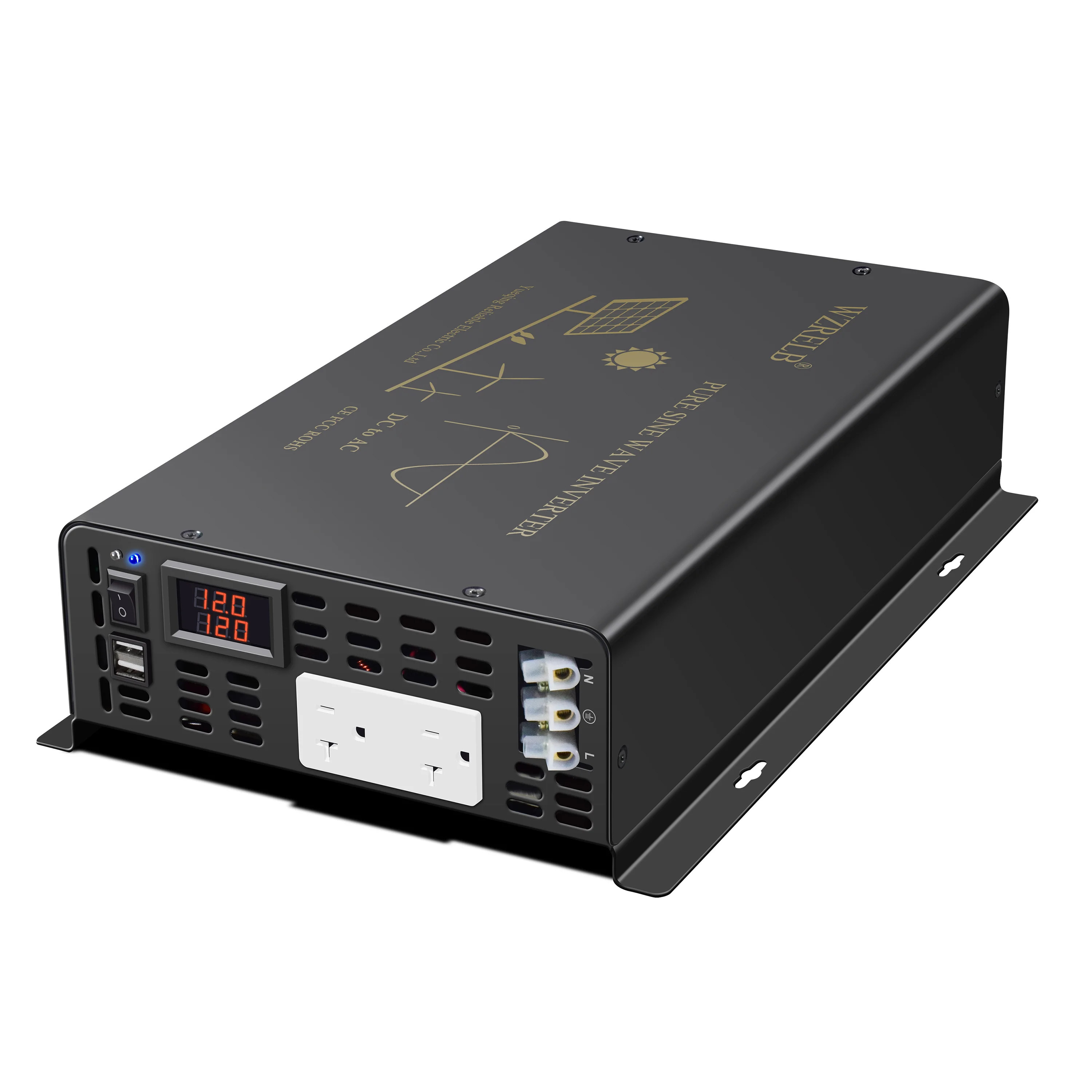 

Pure Sine Wave Inverter 3000W 12V 120V Solar Generator Transformer Convert 24V/36V/48V/72V/96V DC to 110V/220V/240V AC USB Port