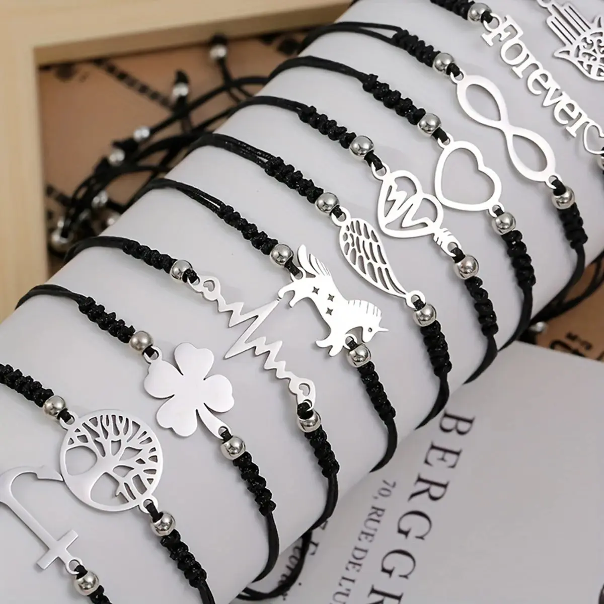 12 unids/set elegante pulsera trenzada de acero inoxidable para hombres: perfecta para uso diario y regalo a la familia y sus amigos