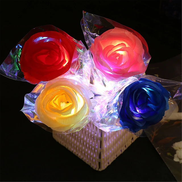 Home Decor Gifts Light Flower 5PC Rose LED For Girls Colorful Luminous  Artificial Artificial flowers 