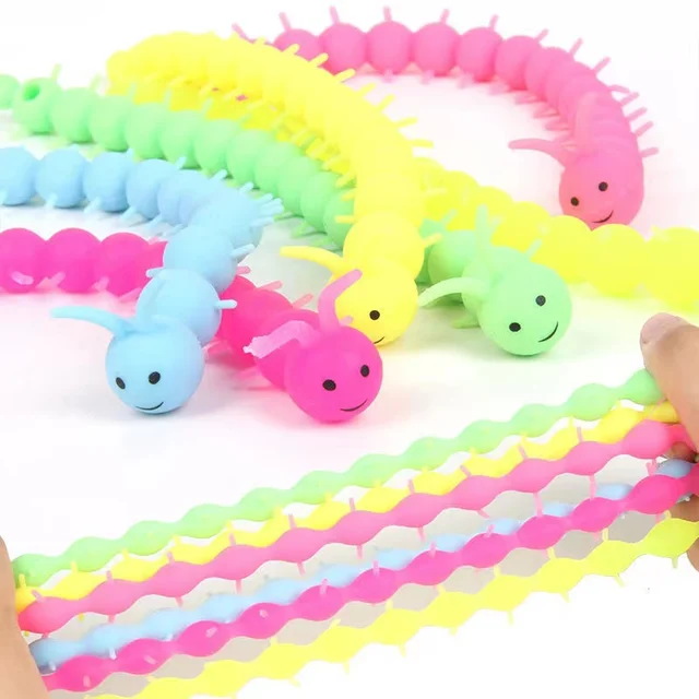 30-3PCS Funny Unicorn Pull Worm Noodle Fidget Toys Stretch String TPR Rope Anti Stress Toys String Stress Relief Autism Vent Toy 6