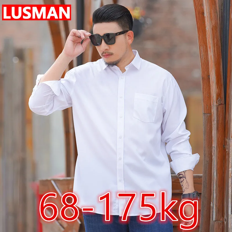 Oversized Long Sleeve Business Shirts for Men Thin Casual Loose Plus Size Summer 68-175KG