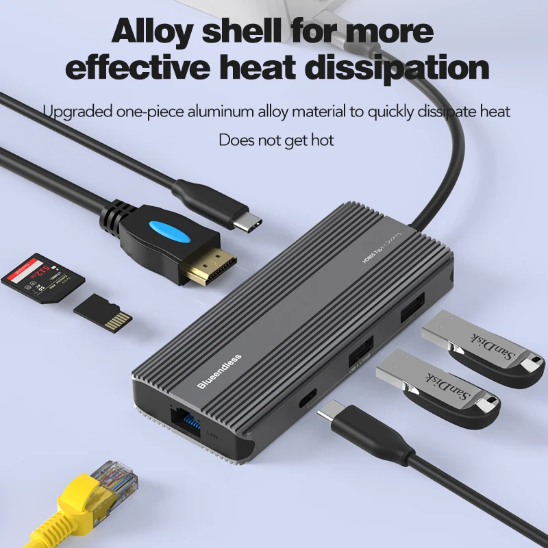 Hub USB C 5 En 1, Adaptateur Multiport Type C Vers