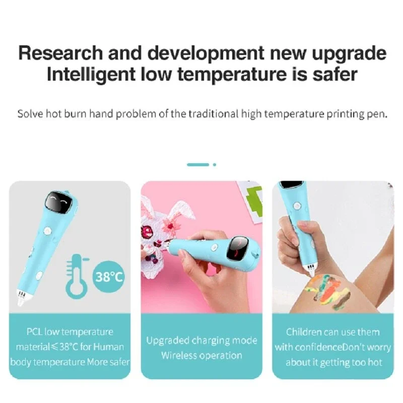 3D Printing Pen Low Temperature 3D Drawing Printer DIY Painting Pen PCL Filament Anti-Scald DIY Printing Children 3d pen