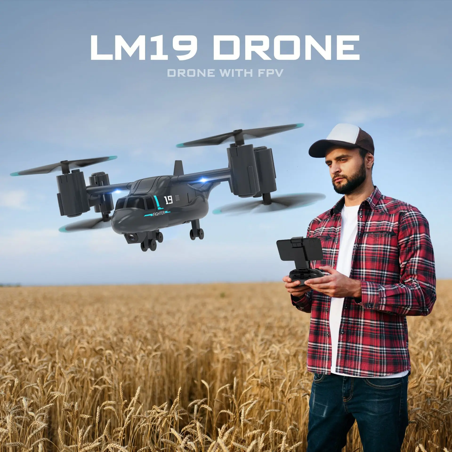 Remote Control Helicopter Drone 480P Camera Fighter UAV Land Air Mode Aircraft Brushless RC Drones for Children Kids Plane Toys