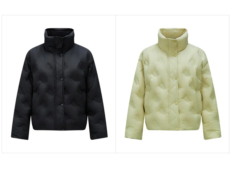 Down Jacket Women Thin Houndstooth Loose New Winter Waterproof Windproof Stand-Up Collar Wear Down Jacket