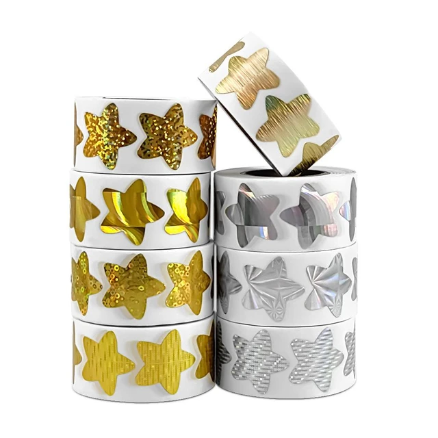 1 Inch Holographic Gold Star Stickers For Kids Reward Metallic