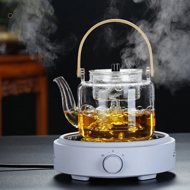 1100ml Teapot – Clear Borosilicate Glass Tea Kettle with Cup