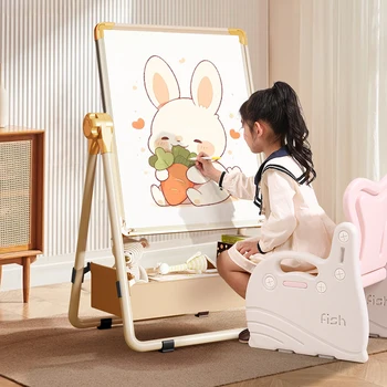 Tavolo da disegno per bambini, insegnamento magnetico bifacciale per bambini, piccolo supporto per lavagna domestica, graffiti colorati, scrittura cancellabile w