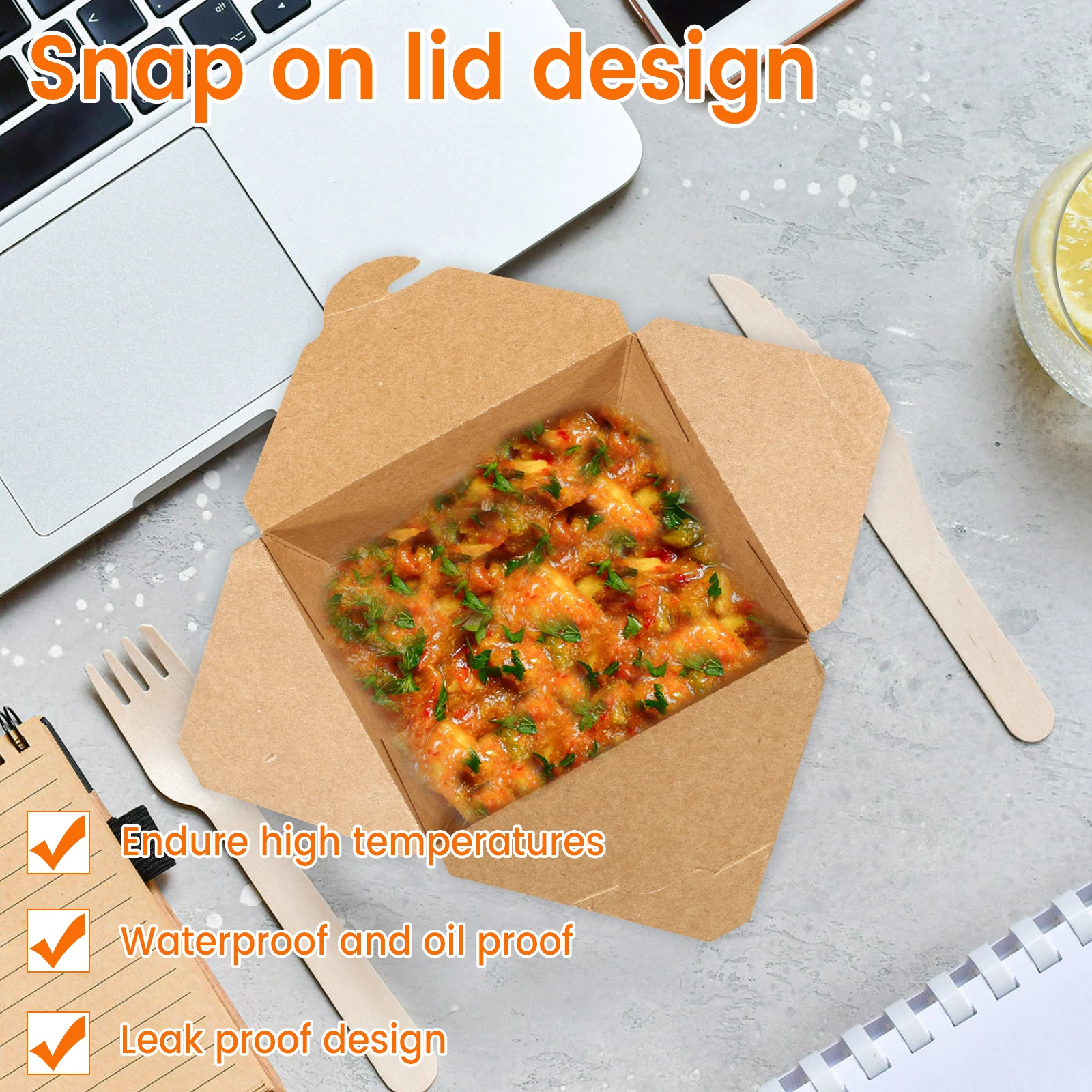 50Pcs Take Out Food Containers 30oz, Recyclable Food-Grade Paper To Go Boxes with Leakp... - SKU TOFC1606 - UGI Packaging