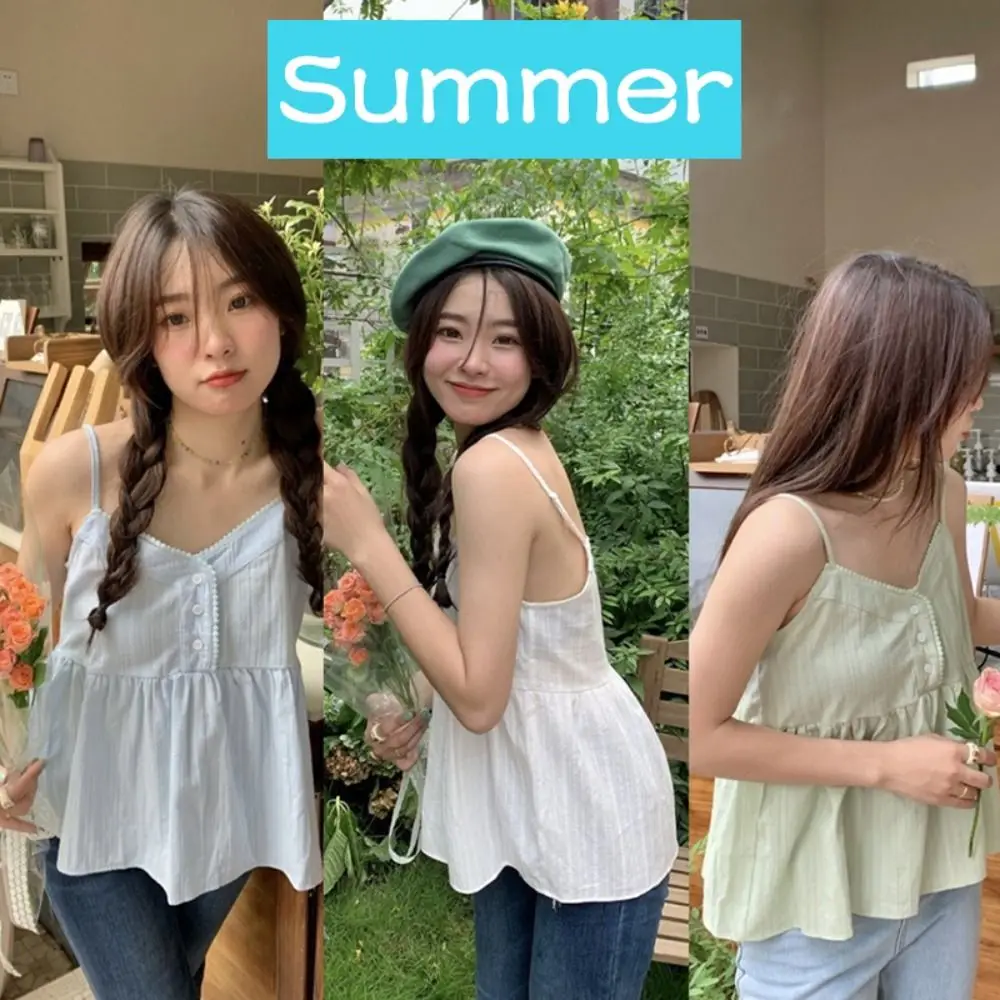 

Sexy Camisole Vest 2024 V-neck Lace Crop Top Outerwear Breathable Tee Shirt Lady
