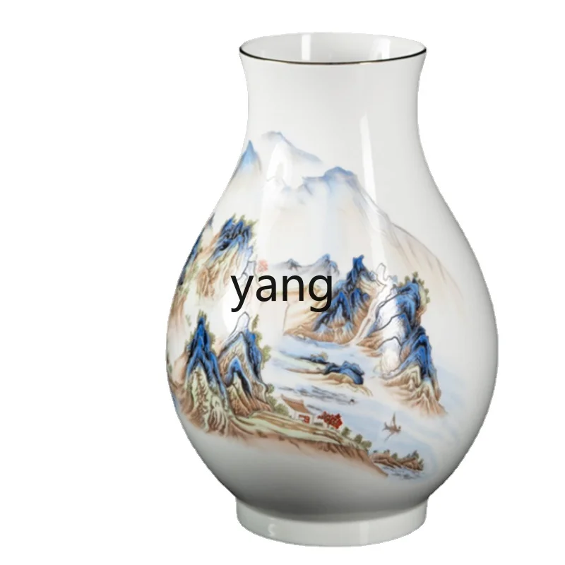 

Yhl Ceramic Vase Vintage Chinese Porcelain Bottle Living Room Wine Cabinet Antique Shelf Home Flower Arrangement Decoration