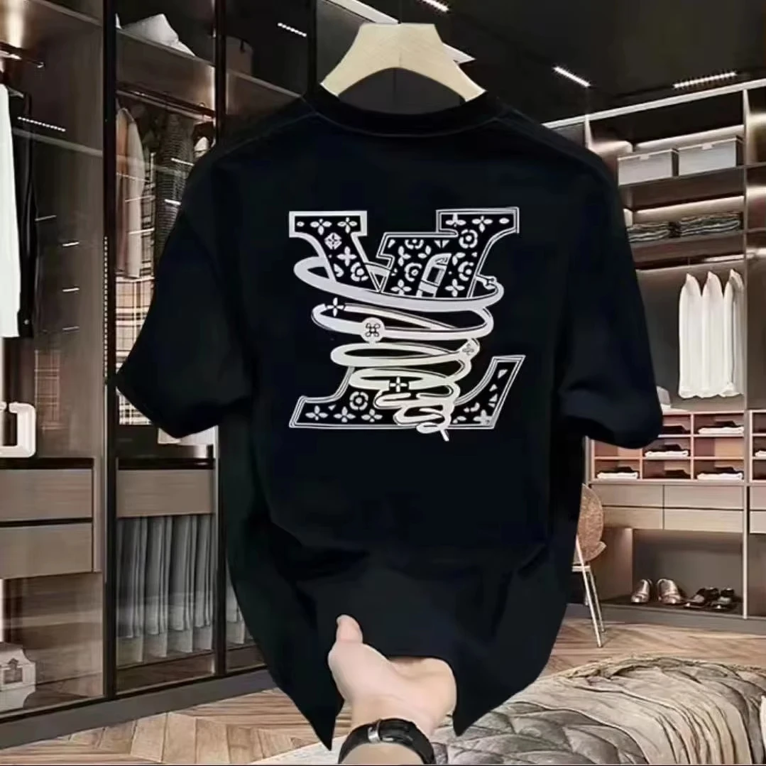 The 2026 new trend printed short-sleeved casual fashionable loose and multi-functional cotton T-shirt features a round neckline