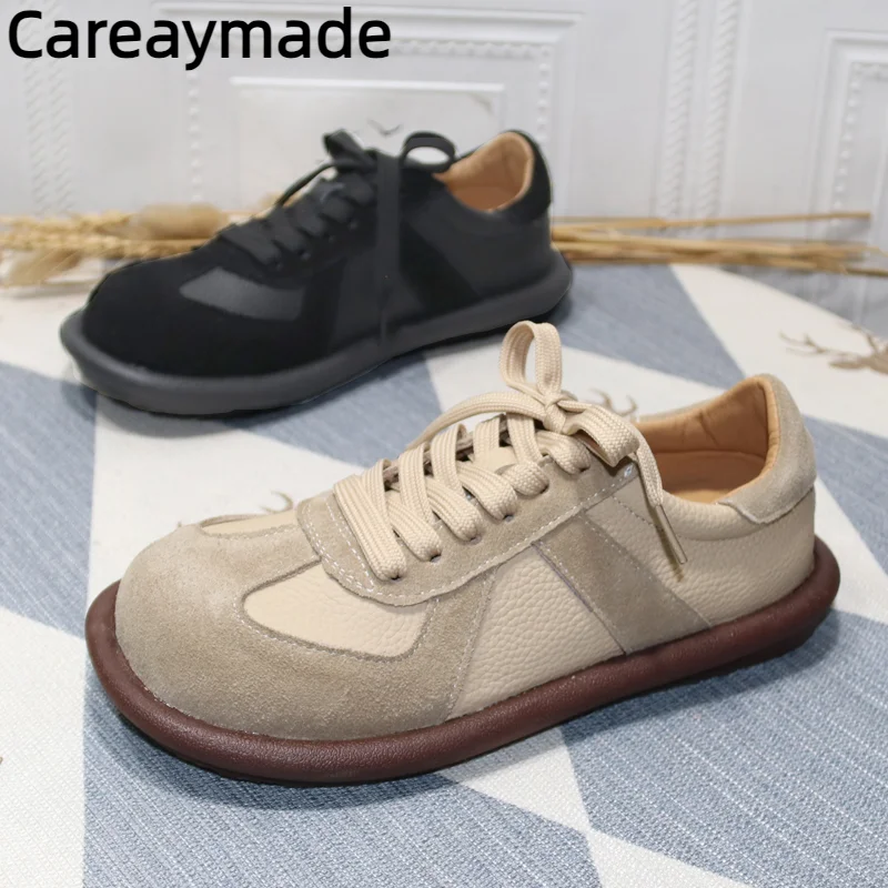 

Careaymade-Genuine leathe Large size Women's shoes soft comfortable flat shoes Casual Color Ugly Cute Trendy Shoes size 35-43