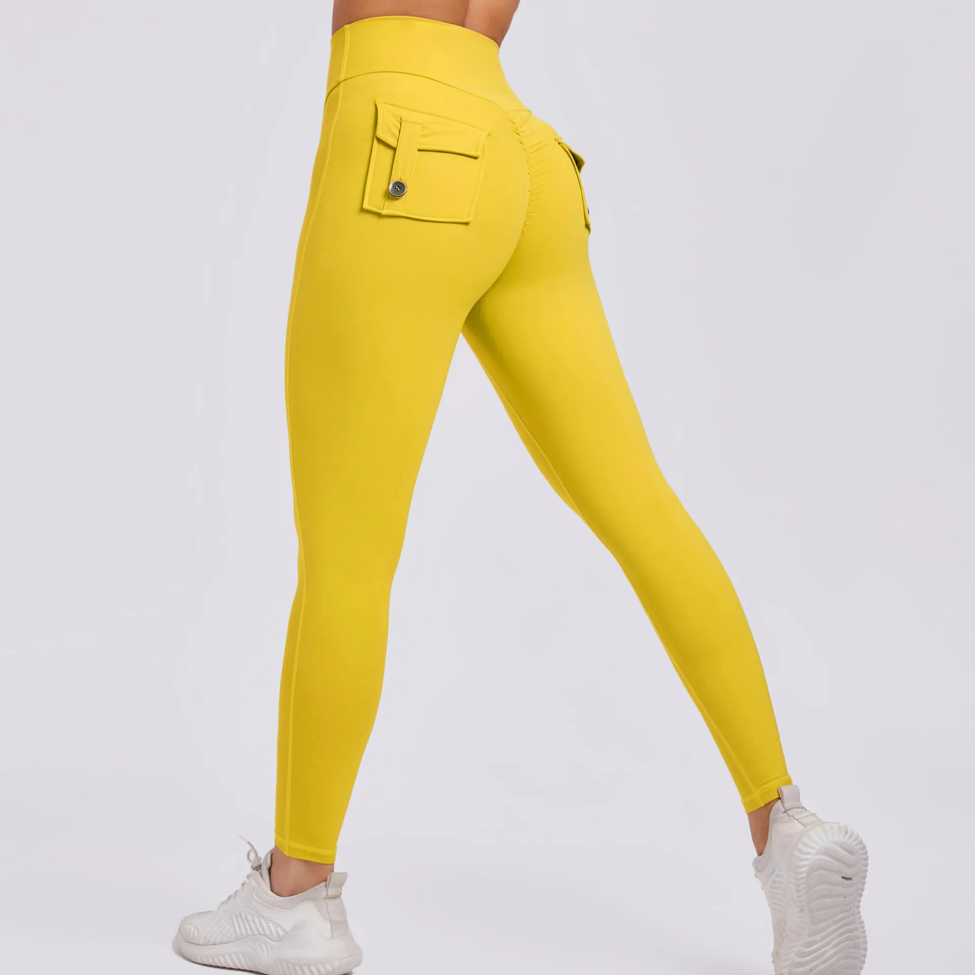 Fitness Women Sport Pocket Leggings High Waist Elastic Solid Yoga Leggings Gym Jogging Quick Dry Push Up Slim Pants Female Tight