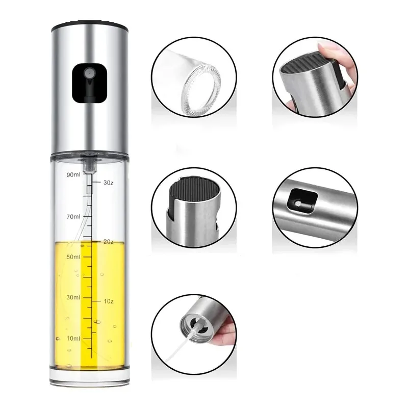 Kitchen Oil Sprayer for Cooking 2 in 1 Dispenser Bottle Upgraded Glass Oil Spraying Bottle Kitchen Air Fryer Salad BBQ Baking