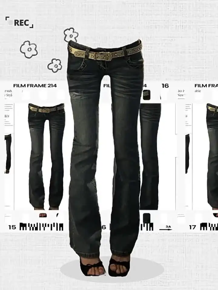 2025 Autumn Winter Women's Denim Pants Bootcut Jeans Skinny Low