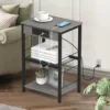 Bedside table with charging station, 3-story side table with USB port and socket, side table with living room with storage rack 1