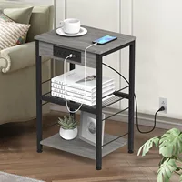 Bedside table with charging station, 3-story side table with USB port and socket, side table with living room with storage rack 1
