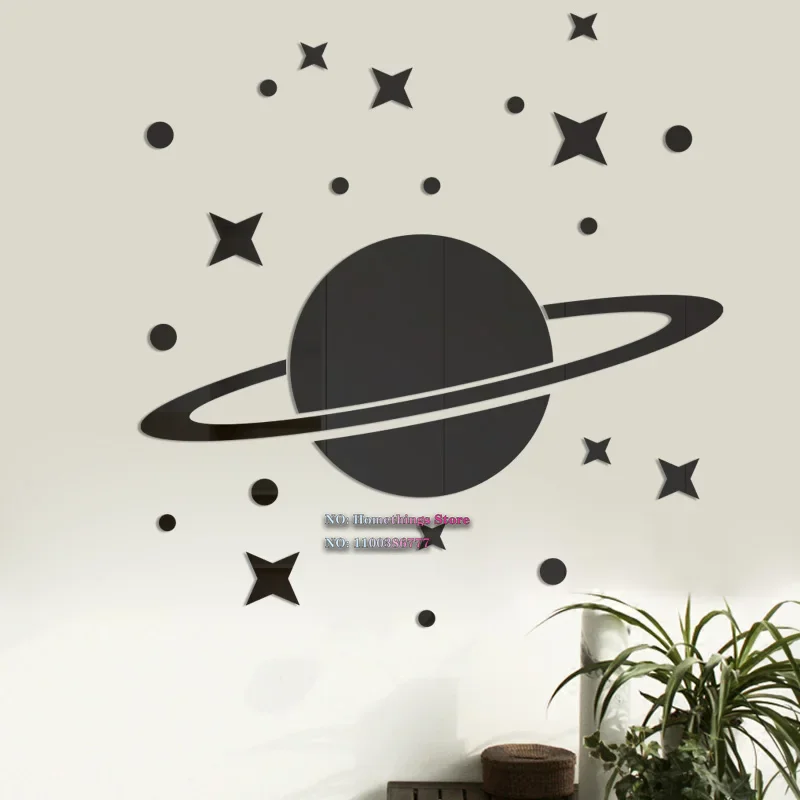 Wall Stickers Starry Sky Series 3D Mirror Wall Sticker Acrylic Star Moon Planet Mirror Mural Decals Bathroom Wall Stickers Home Decor