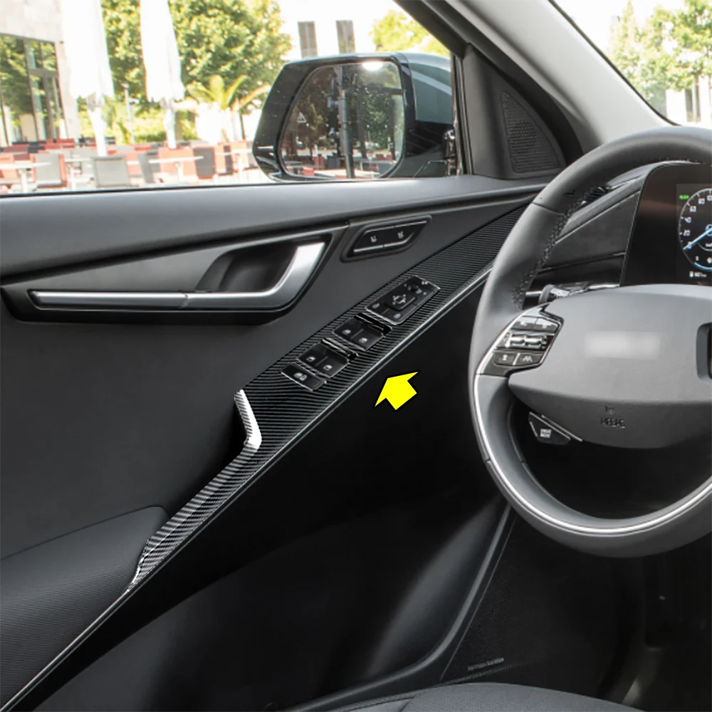 

Accessories For 2022 2023 Kia Niro Door Window Switch Bezel Trim Car Modified Carbon Fiber Styling