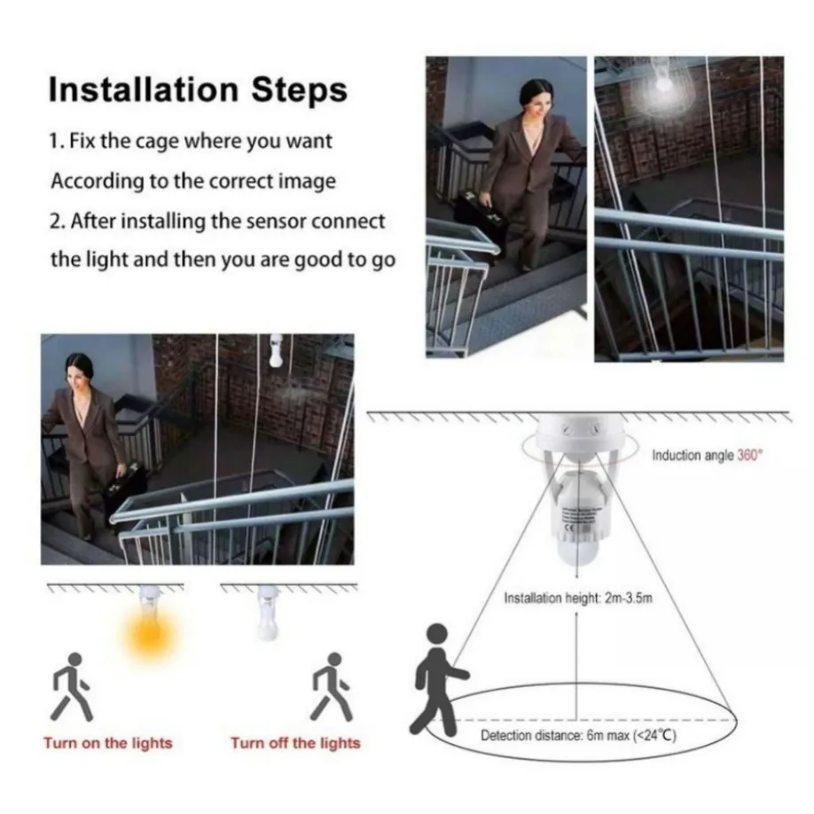 AC 110V/220V 360 Degrees PIR Induction Motion Sensor IR infrared Human E27 Plug Socket Switch Base Led Bulb light Lamp Holder Lamp Holder Lamp Bulb Holder Lamp Base