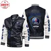 SAAB car LOGO color matching retro washed pu leather jacket men's SAAB team pilot jacket team suit 1