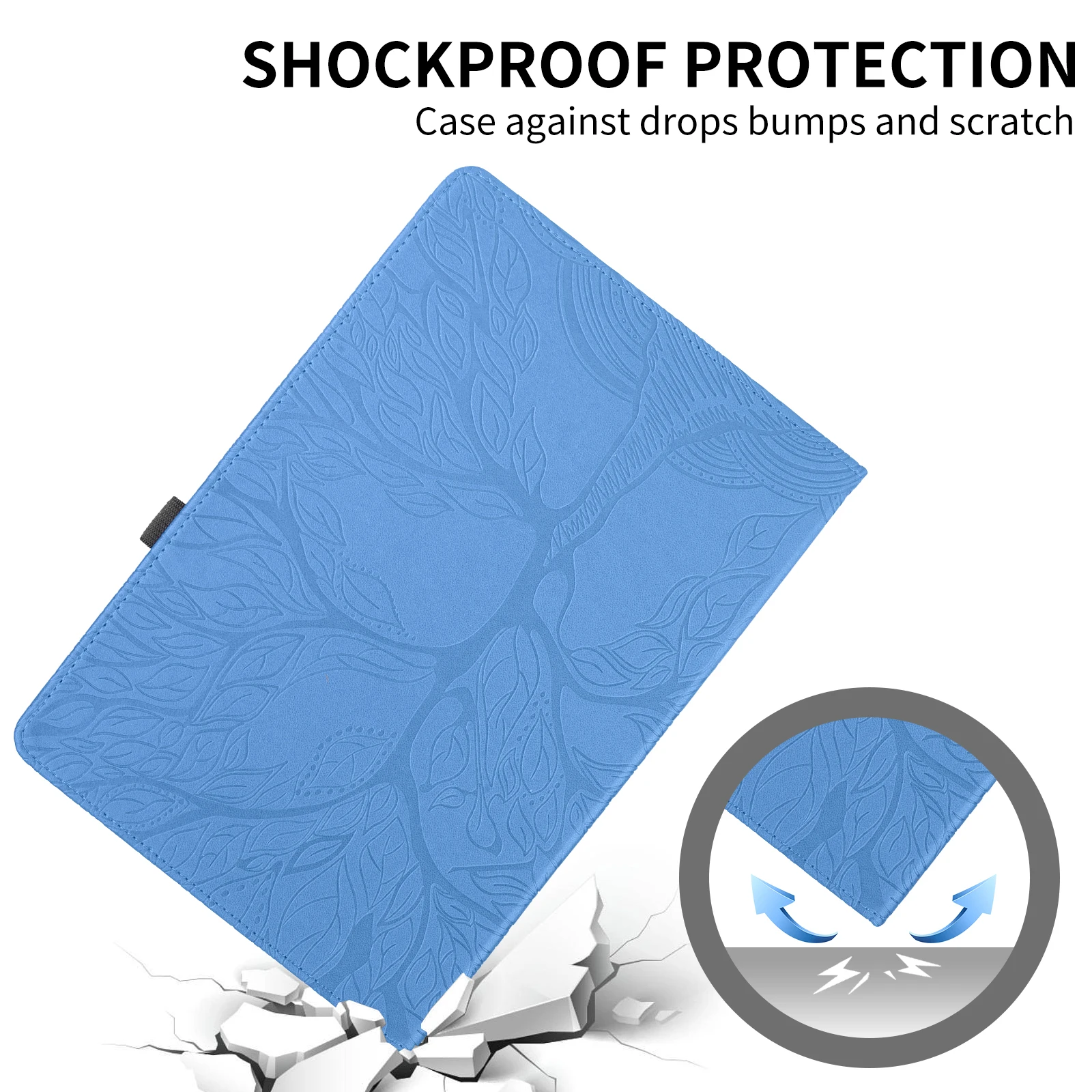 Embossed Life Tree Leather Wallet Case with 360° Rotation and Card Holder