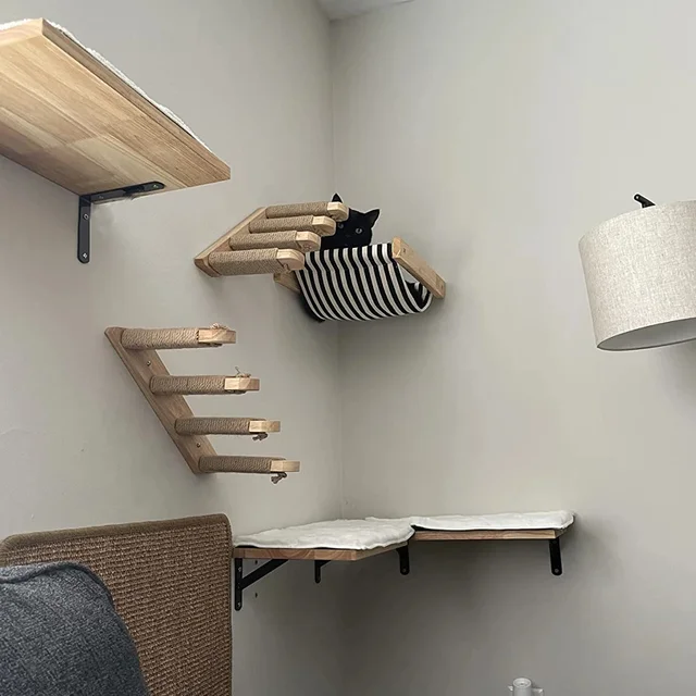 Cat Wall Scratching Posts Mounted Climbing Shelf Stairway with Sisal Rope Claws Toy for Kitten Cats Furniture Cat Wall Scratching Posts Mounted Climbing Shelf Stairway with Sisal Rope Claws Toy for Kitten Cats Furniture