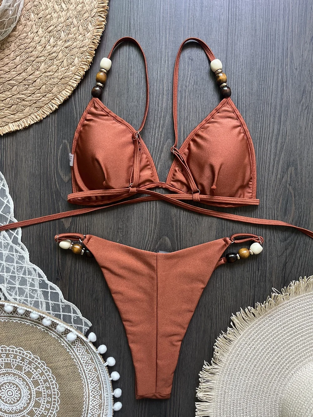 2026 Sommer Sexy Bikini-Set Damen Bademode Schicker Perlen-Sling-BH Tanga-Badeanzug Micro Bikini Modischer Brasilianischer Strand-Badeanzug – Detail 12