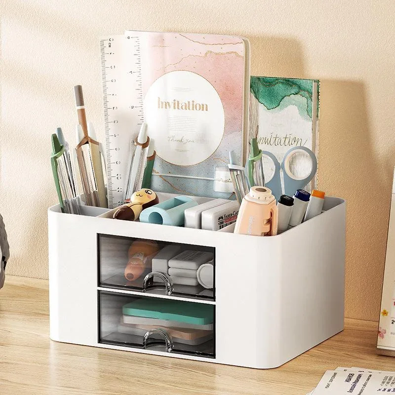 Pen Holder Desktop Storage Box Stationery Organizer Creative Transparent Drawer Storage Box