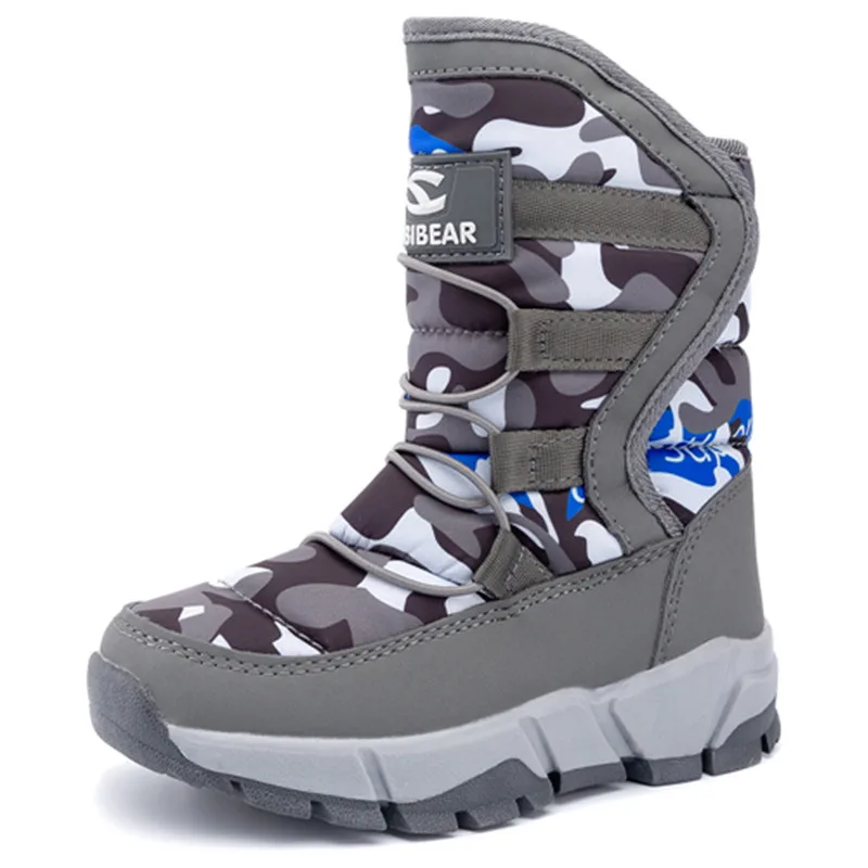 AIchenYW Scarpe invernali per bambini, stivali da neve per bambini, stivali da neve, stivali impermeabili, caldi, con stivali da neve in cotone, stivali per la scuola, con gomma antiscivolo, Lilla, 32