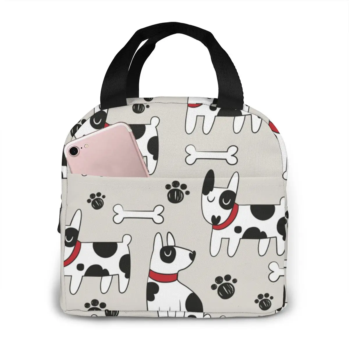 

NOISYDESIGNS Fresh Keeping Pouch Food Cooler Bag Lunch Bags for Women Bull Terrier Prints Portable Insulated Handbags Bento