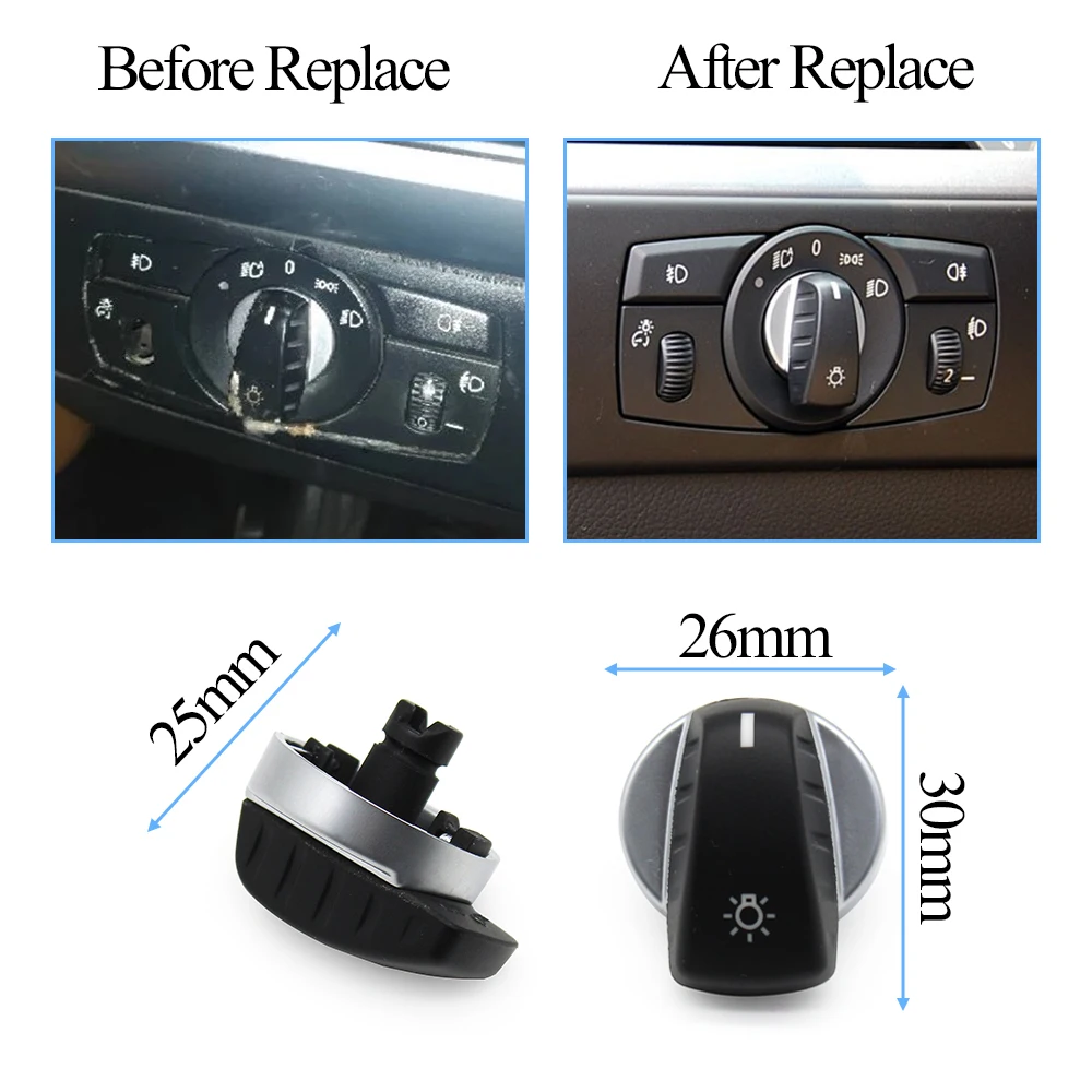 Car Front Headlight Head Lamp Switch Rrotary Knob Button Cap For 