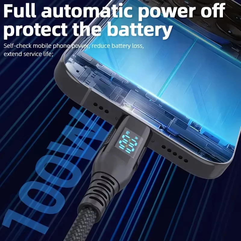 1M 2M 3M 100W USB C to Type C 케이블 나일론 브레이디드 5A 최대 고속 충전 케이블 아이폰 15 16 17 프로 맥스 안드로이드용 전원 케이블