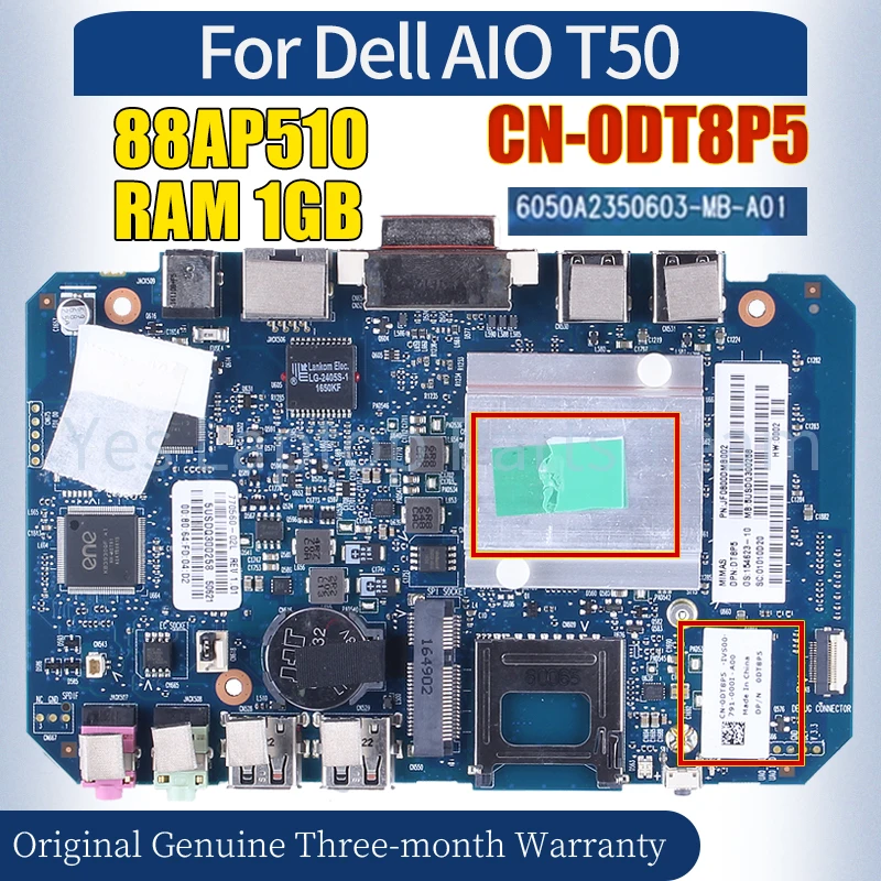 

6050A2350603 For Dell AIO T50 Laptop Mainboard CN-0DT8P5 88AP510 RAM 1GB 100％ Tested All-in-one Laptop Motherboard