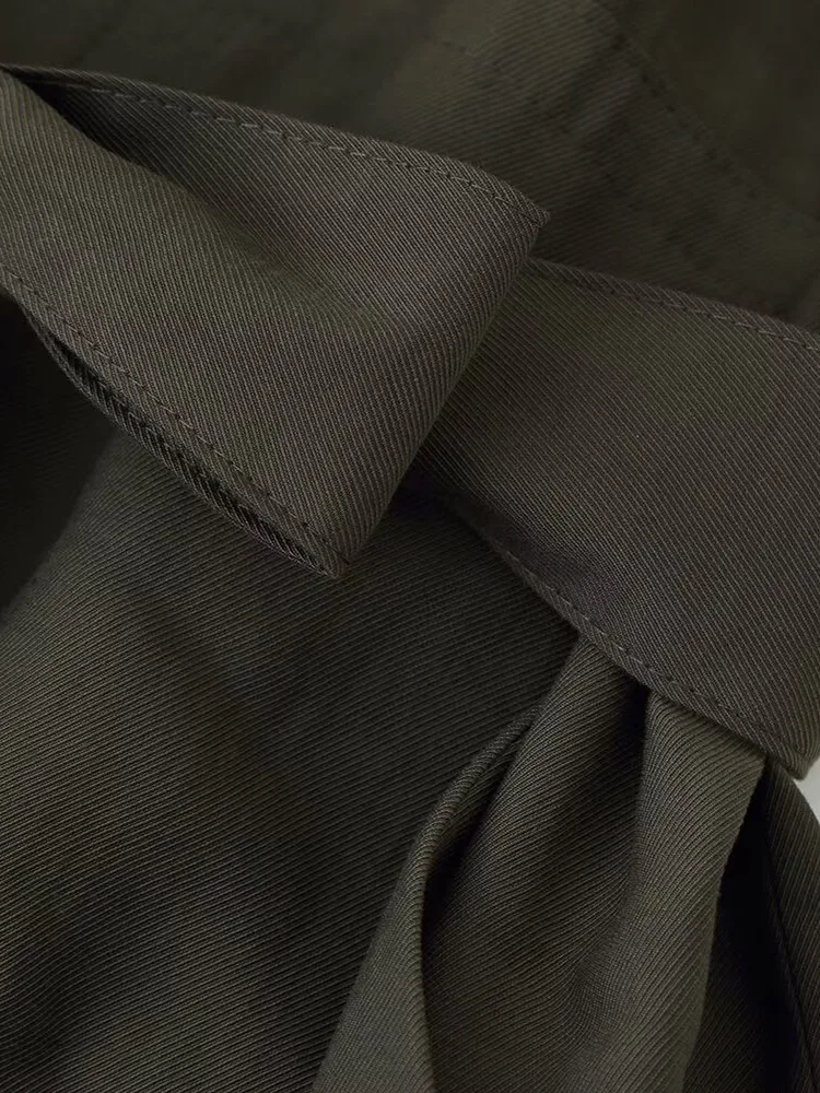 Schal-Blazer mit Taillengürtel und Weite Hose für Damen, Eleganter Revers-Langarm-Blazer mit Hochgeschnittener Hose, Frühlings-Neuheit Damen-Set – Detail 8