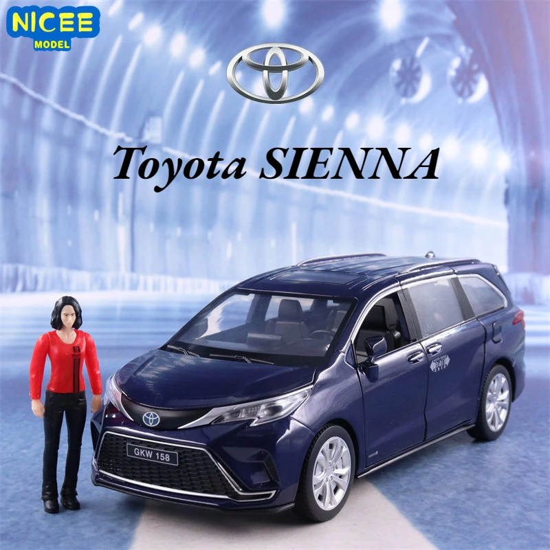 Coche Fundido A Escala 1:24 Para Toyota Sienna MPV, Modelo De Coche Con Acabado De Aleación, Modelo De Coche De Metal Fundido A Presión Con Sonido Y Luz Vehículo Modelo Coleccionable