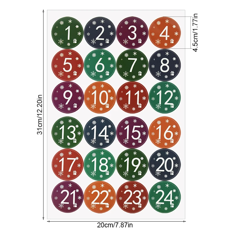 thumbnail image 1 of Pegatinas de calendario de adviento de Navidad con números del 1 al 24, etiquetas adhesivas para sellar regalos para niños, decoración navideña para el hogar, Año Nuevo, Navidad, 1 of 5
