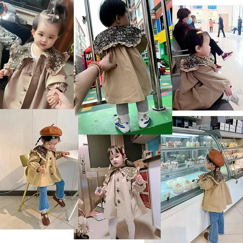 Meisjes Trenchcoat Lente En Herfst 2023 Nieuwe Mode Kinderkleding Kinderkleding Dun Baby Meisje Kinderen Lente Doek