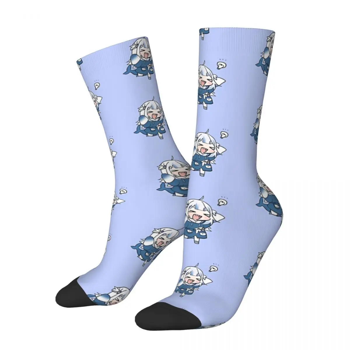 

Hololive Anime Gawr Gura Excited Chibi Men Women Socks Windproof Novelty Spring Summer Autumn Winter Stockings Gift