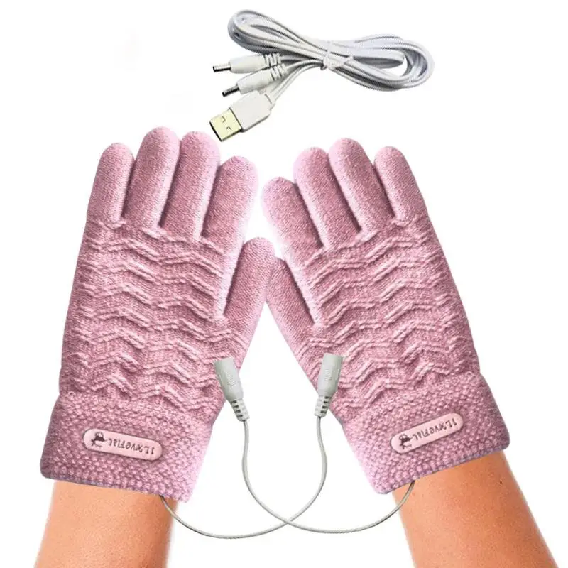 Portable Hand Warmer Usb Electric Gloves Knitting Electric Ski Gloves Comfortable Touchscreen Hand Warmer Full Finger for Hiking Camping