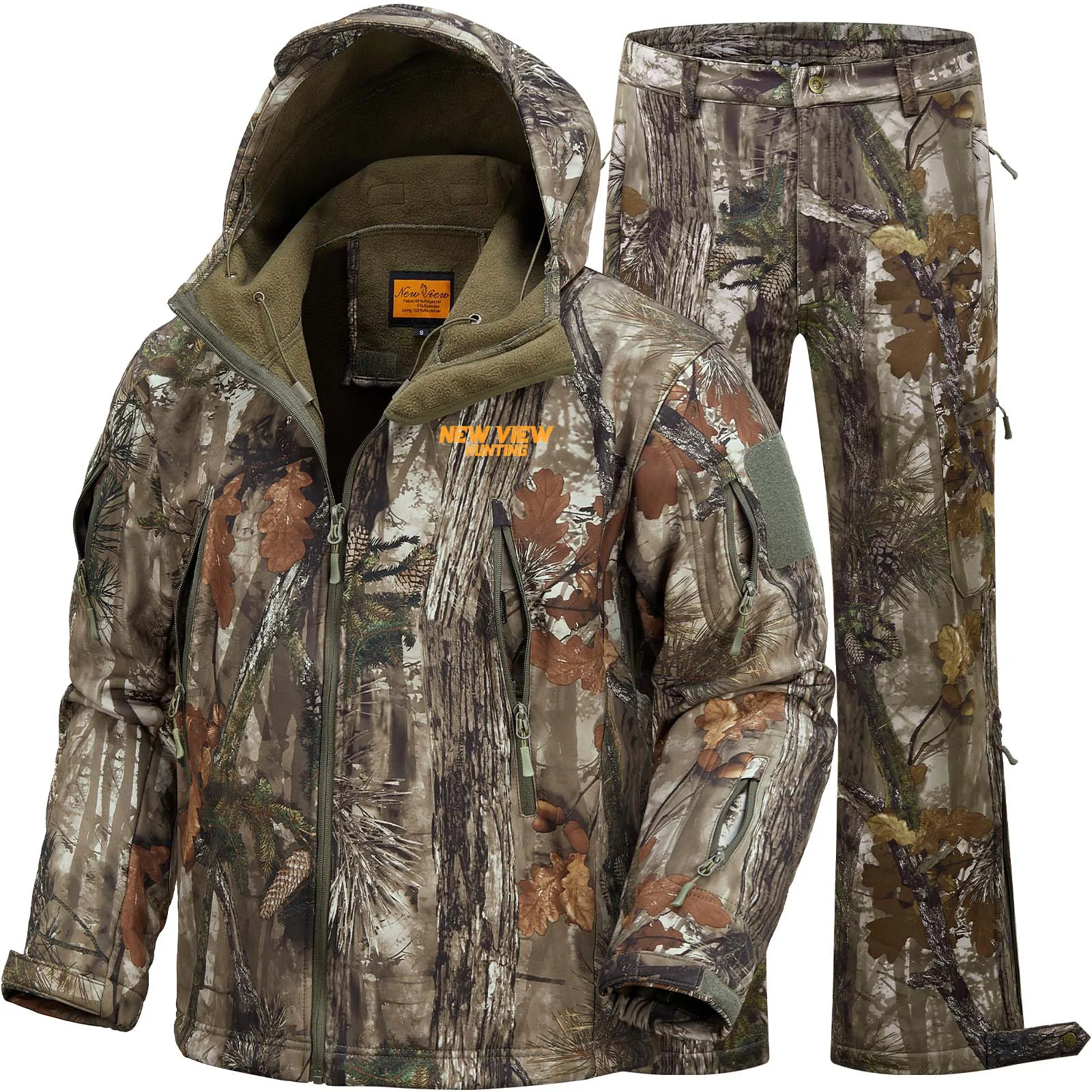 Camo Hunting Suit for Men - Water-Resistant Jacket and Pants with Warm Fleece Lining, Ideal for Cold Weather Hunting image 8